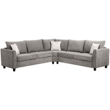 Big Sectional Sofa Couch L Shape Couch for Home Use Fabric Grey 3 Pillows Included