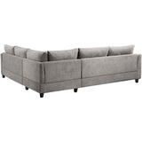Big Sectional Sofa Couch L Shape Couch for Home Use Fabric Grey 3 Pillows Included