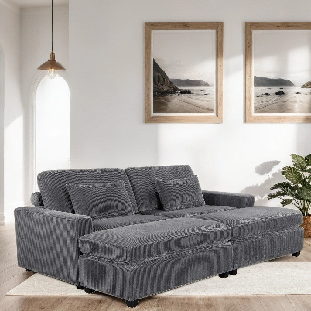 Big Sofa Bed Square Arm Cozy Sectional Sofa with Removable Back Cushio