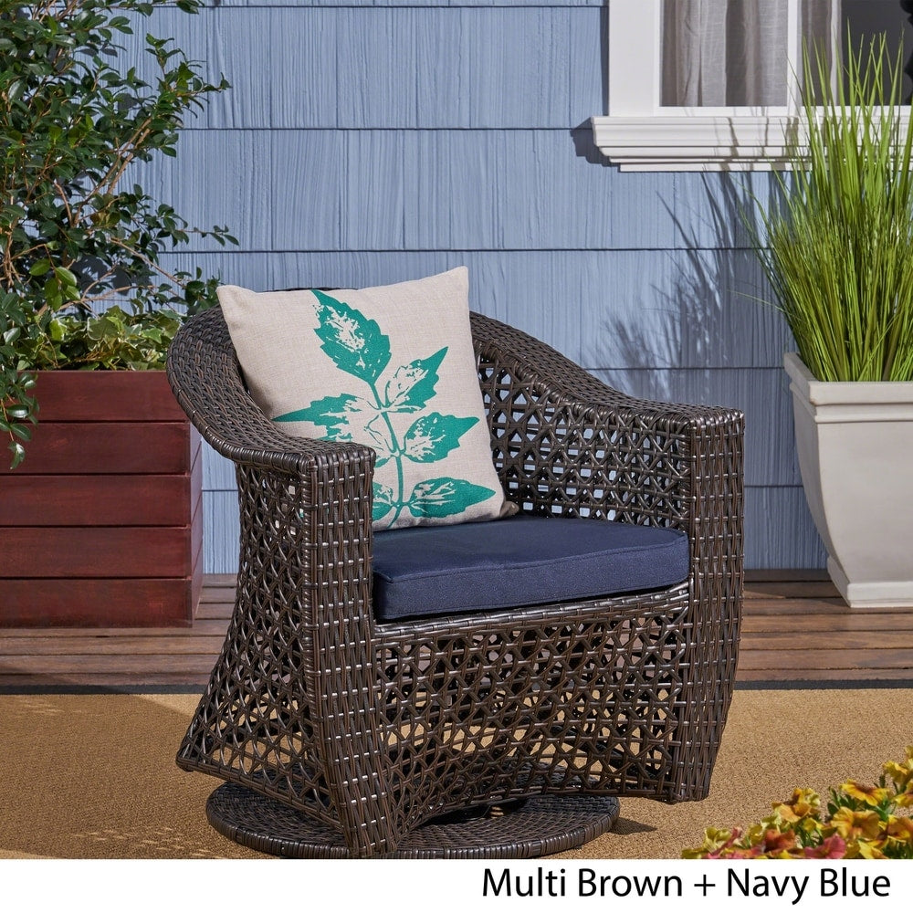 Big Sur Outdoor Wicker Swivel Chair with Cushions by Christopher Knight Home