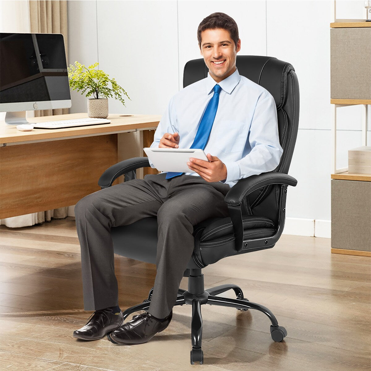 Big & Tall 500lb Massage Office Chair E xecutive PU Leather Computer Desk Chair