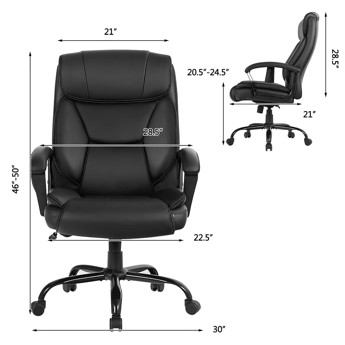 Big & Tall 500lb Massage Office Chair E xecutive PU Leather Computer Desk Chair
