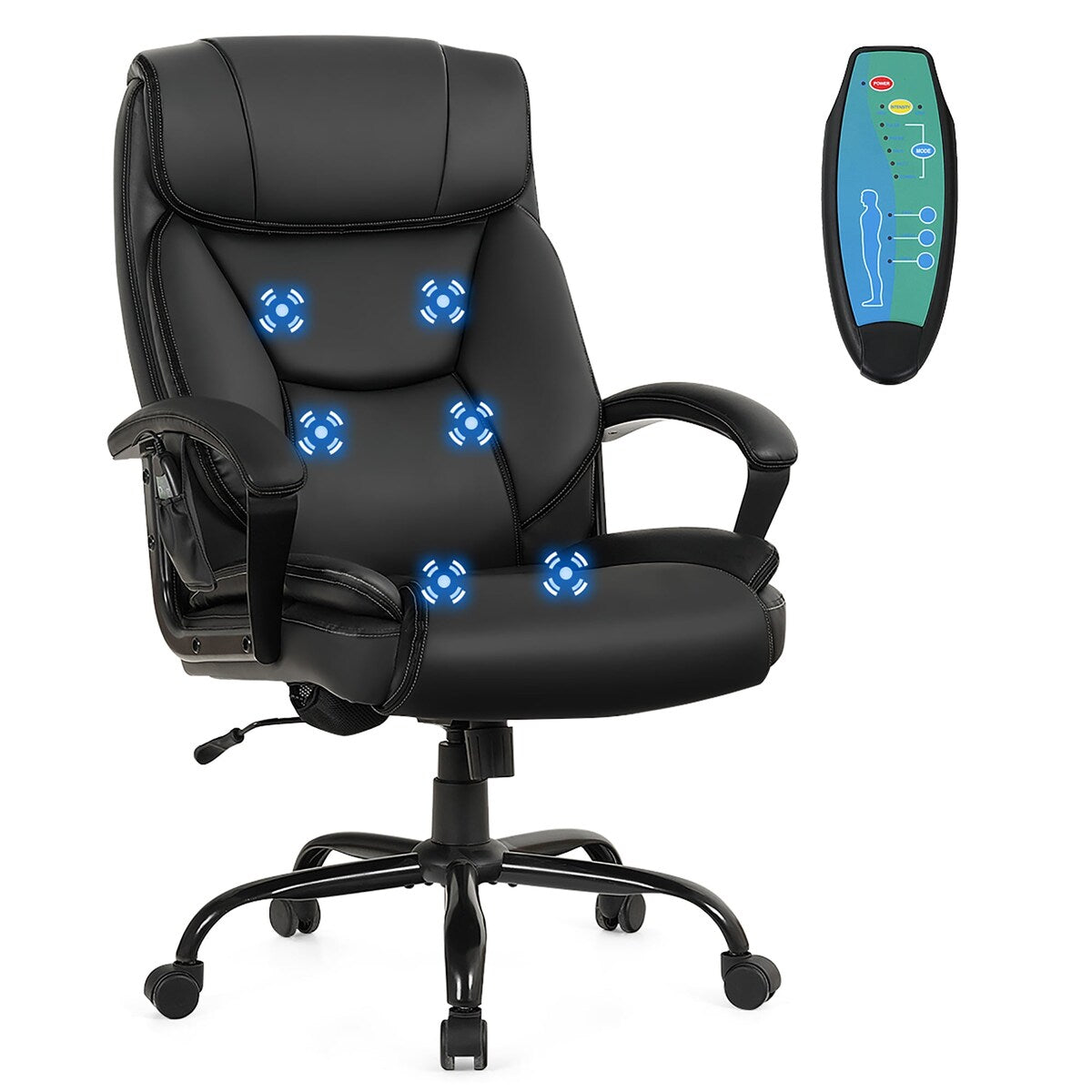 Big & Tall 500lb Massage Office Chair E xecutive PU Leather Computer Desk Chair