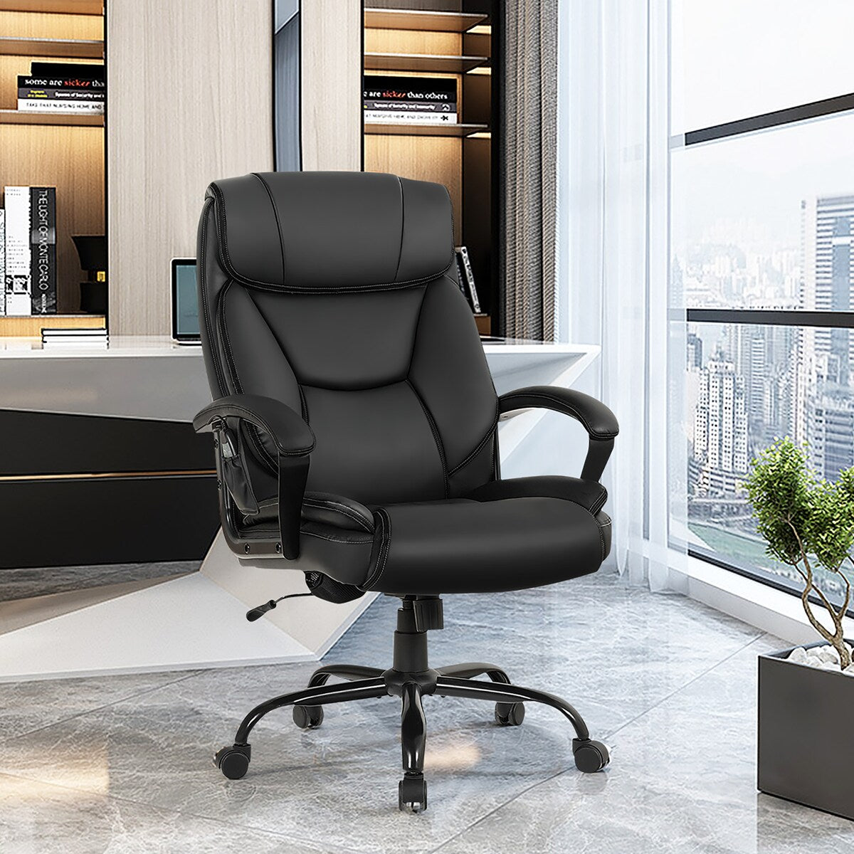 Big & Tall 500lb Massage Office Chair E xecutive PU Leather Computer Desk Chair