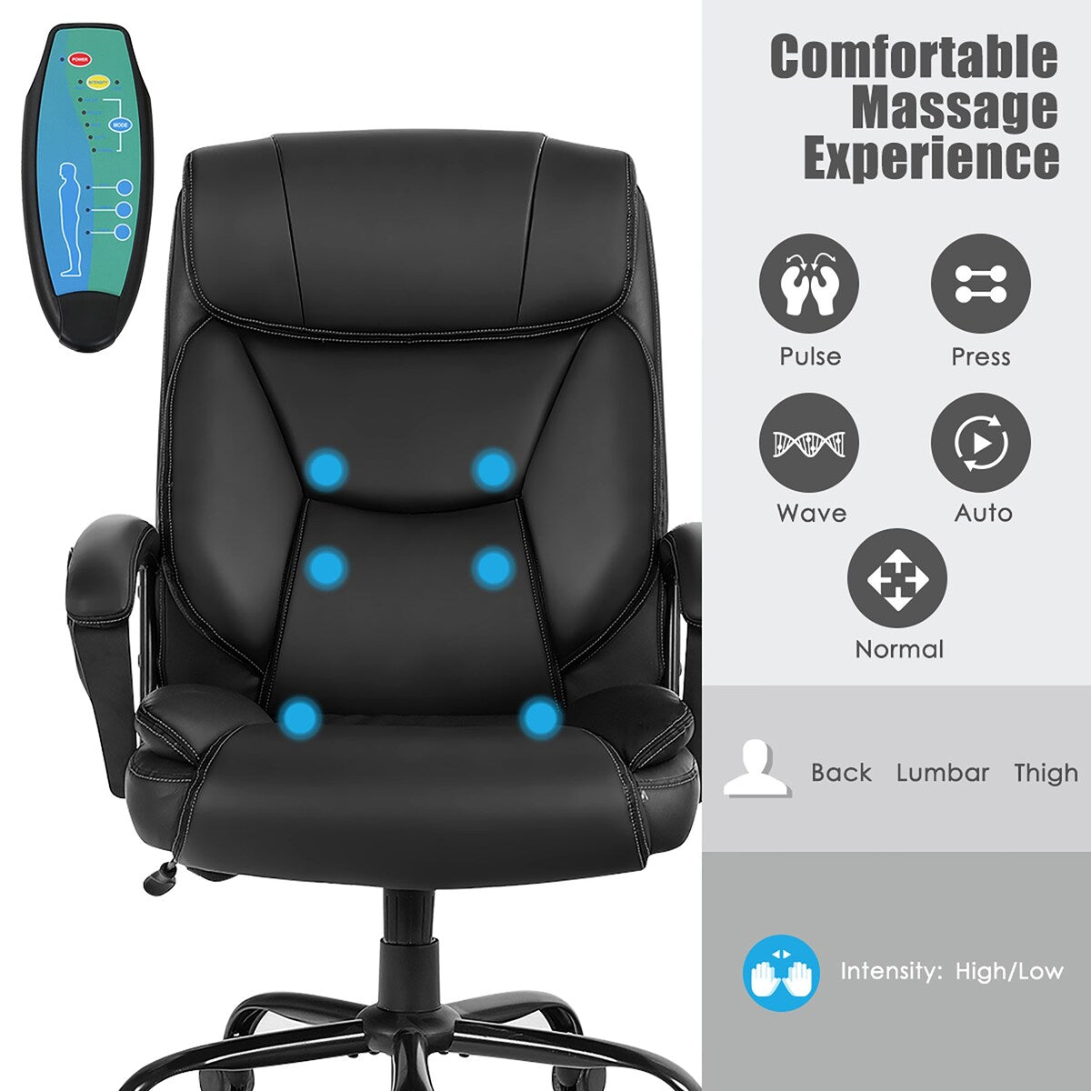 Big & Tall 500lb Massage Office Chair E xecutive PU Leather Computer Desk Chair