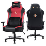 Big and Tall Gaming Chair 400lbs Gaming Chair with Massage Lumbar Pillow, Headrest, 3D Armrest, Metal Base, PU Leather