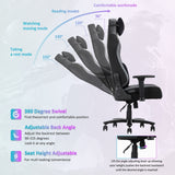 Big and Tall Gaming Chair 400lbs Gaming Chair with Massage Lumbar Pillow, Headrest, 3D Armrest, Metal Base, PU Leather