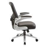 Big and Tall Mesh Back Executive Office Chair with Black Bonded Leather Seat and Silver Finish