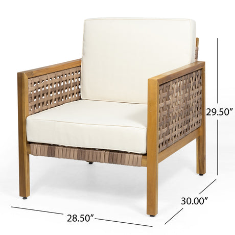 Joliet Outdoor 4-piece Acacia Chat Set with Wicker Accents by Christopher Knight Home