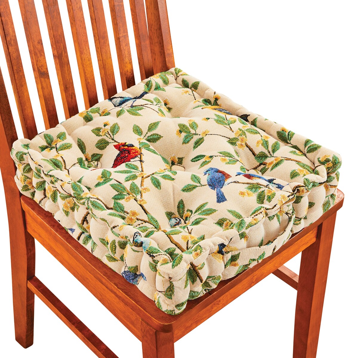 Bird Tapestry Tufted Booster Padded Seat Cushion - 15 x 3.15 x 15