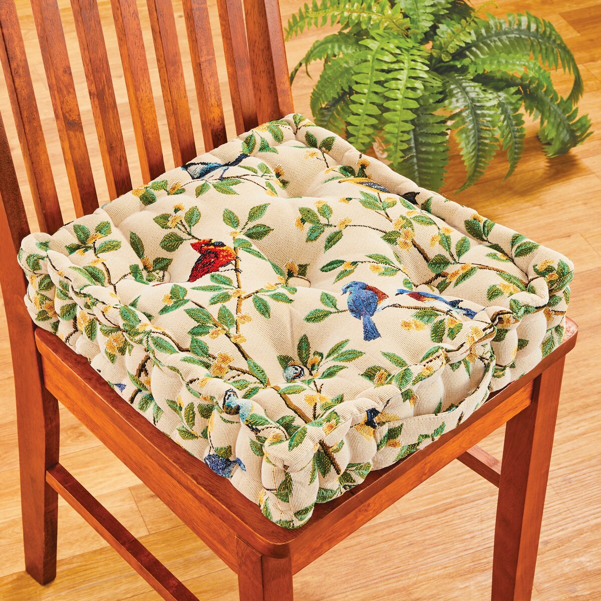 Bird Tapestry Tufted Booster Padded Seat Cushion - 15 x 3.15 x 15