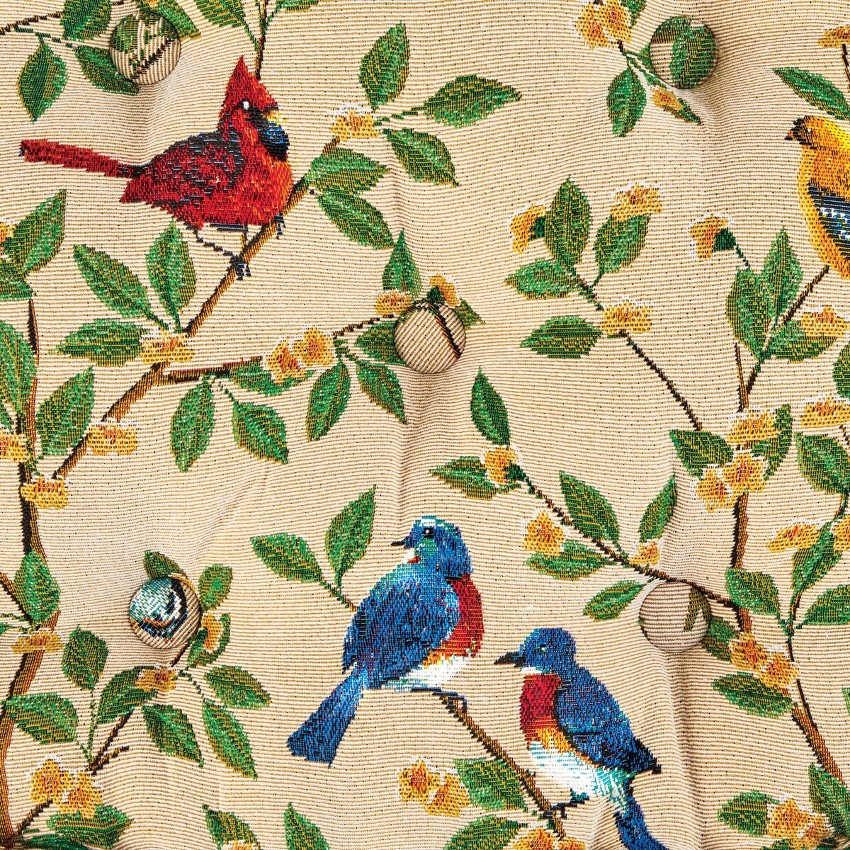 Bird Tapestry Tufted Booster Padded Seat Cushion - 15 x 3.15 x 15