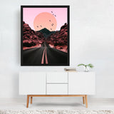 Birds Sun Road Photography Autumn Desert Landscape Art Print/Poster