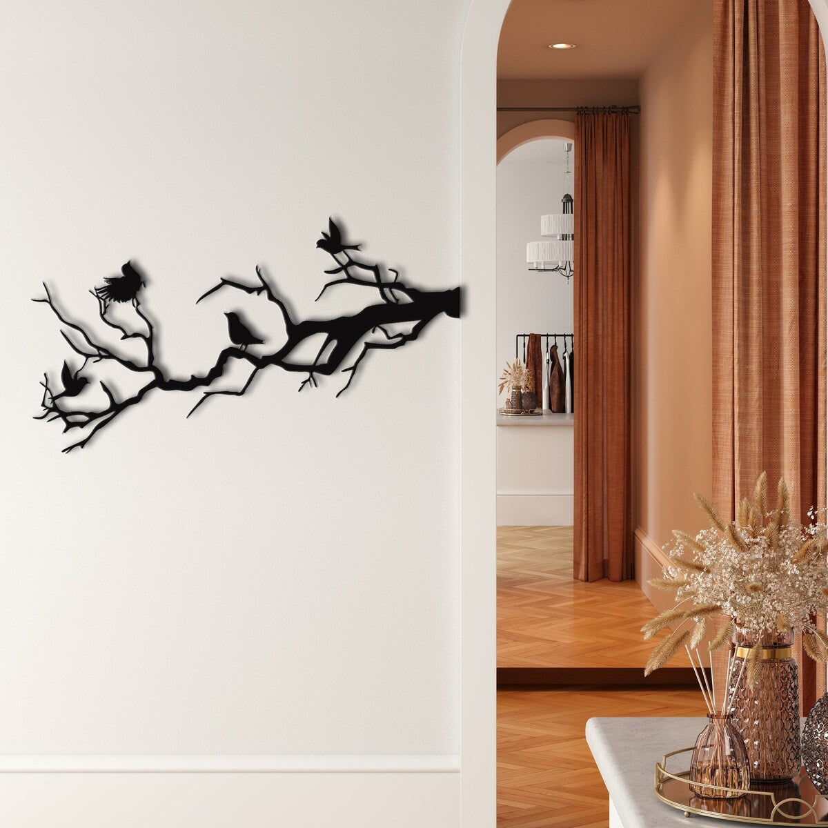Birds and Branch Metal Wall Decor for Home and Outside