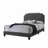 Biruinta Upholstered Panel Bed with Nailhead Trim