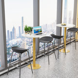Bistro Pub Table Round Bar Height Cocktail Table Metal Base Marble Top - 28"x40"