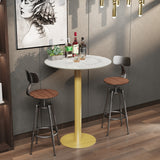 Bistro Pub Table Round Bar Height Cocktail Table Metal Base Marble Top - 28"x40"
