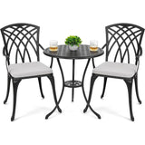 Bistro Table Set Cast with Umbrella Cushions for Balcony