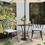 Bistro Table Set Cast with Umbrella Cushions for Balcony