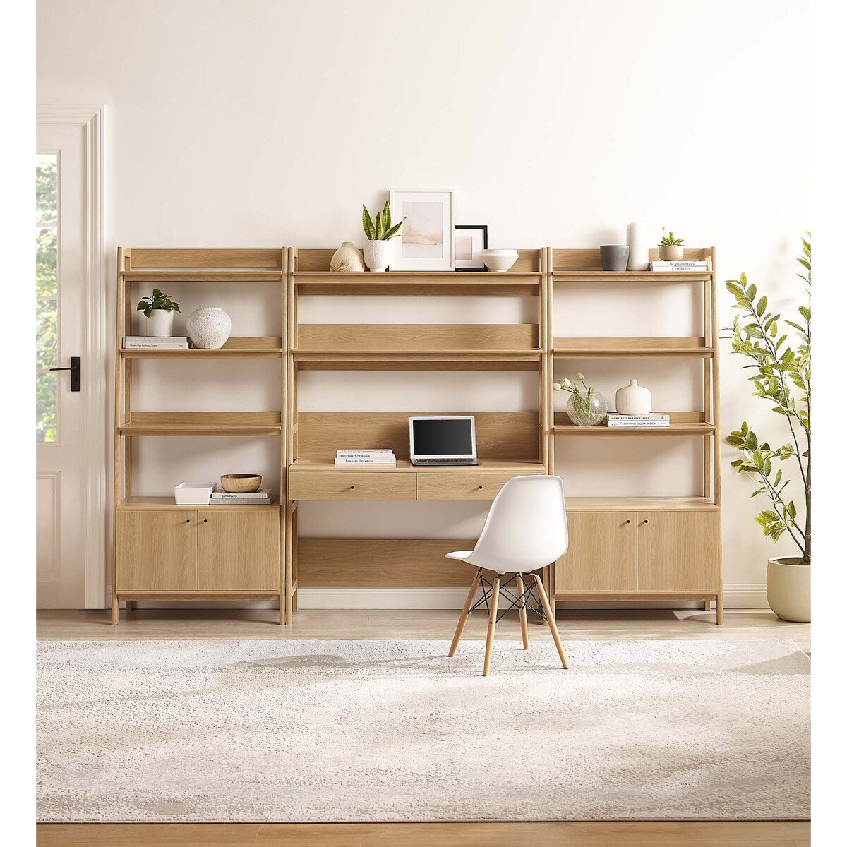 Bixby 3-Piece Wood Office Desk and Bookshelf