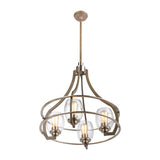Bixler 4-Light Chandelier in Light Wood with Seedy Glass