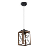 Black 1-Light Wooden Lantern Chandelier
