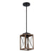 Black 1-Light Wooden Lantern Chandelier