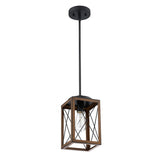 Black 1-Light Wooden Lantern Chandelier