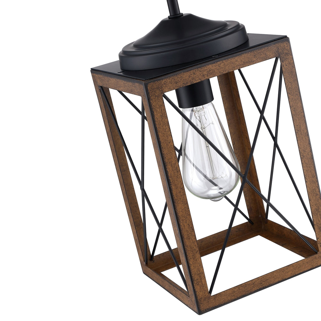 Black 1-Light Wooden Lantern Chandelier