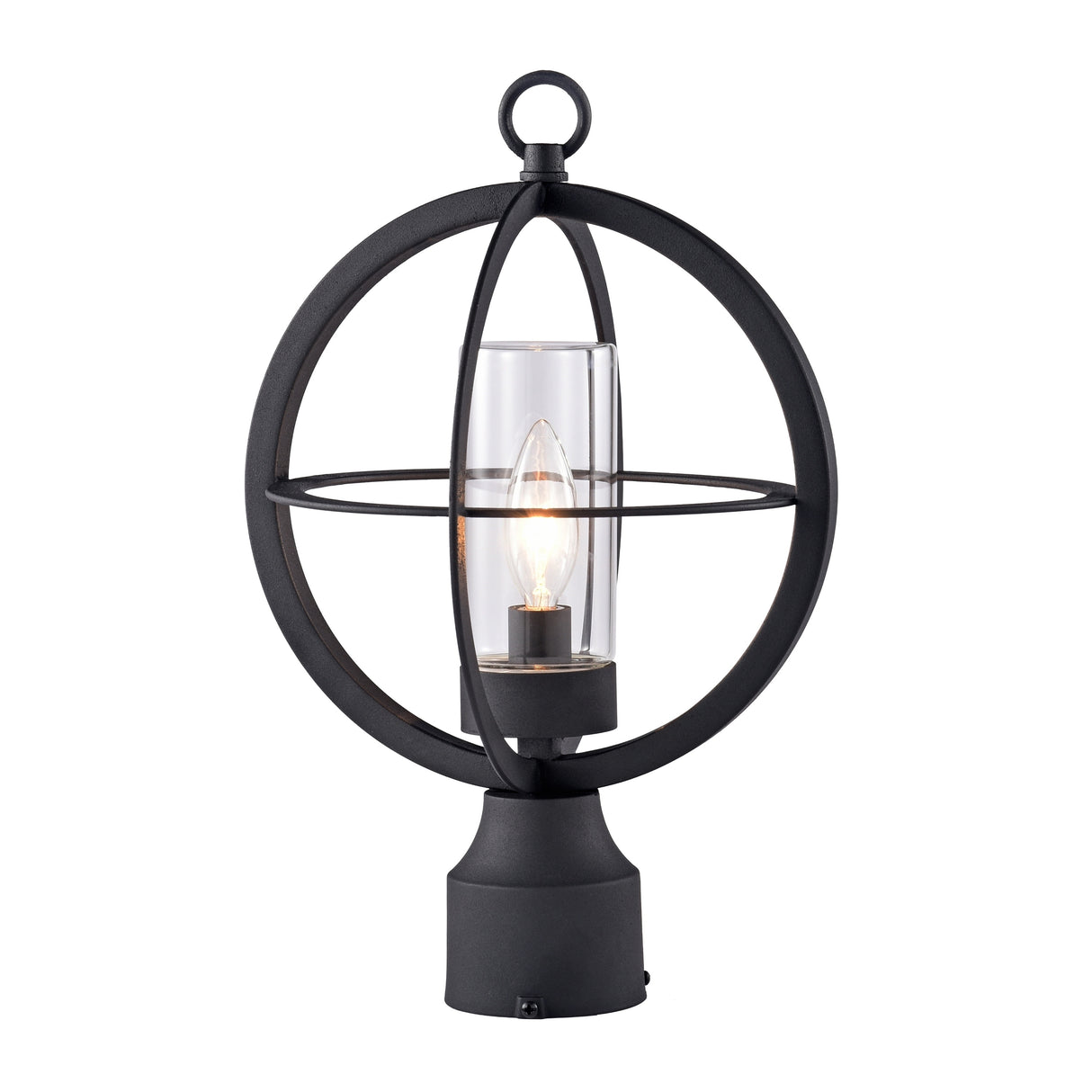 C Cattleya Black 1-light 9.75"/12" Global Cage Outdoor Post Light