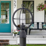 C Cattleya Black 1-light 9.75"/12" Global Cage Outdoor Post Light