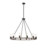 Industrial Black 12-Light Wagon Wheel Farmhouse Chandlier Fixture