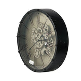 A&B Home Black 18-inch Roman Numeral Gear Wall Clock