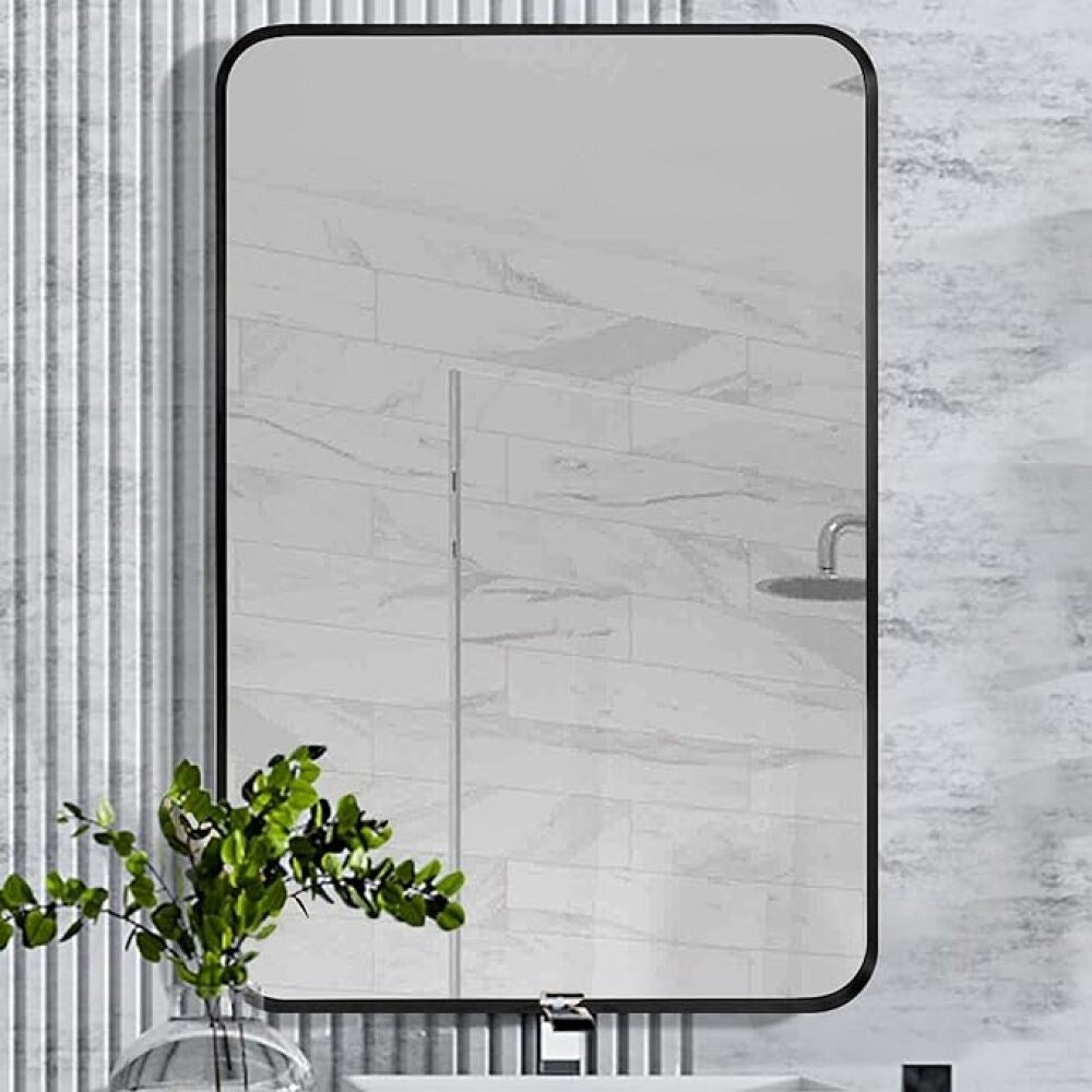 Black 24x36 inch Metal Rectangle Bathroom Mirror