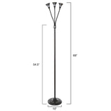 Black 3 Head Floor Lamp with Touch Switch