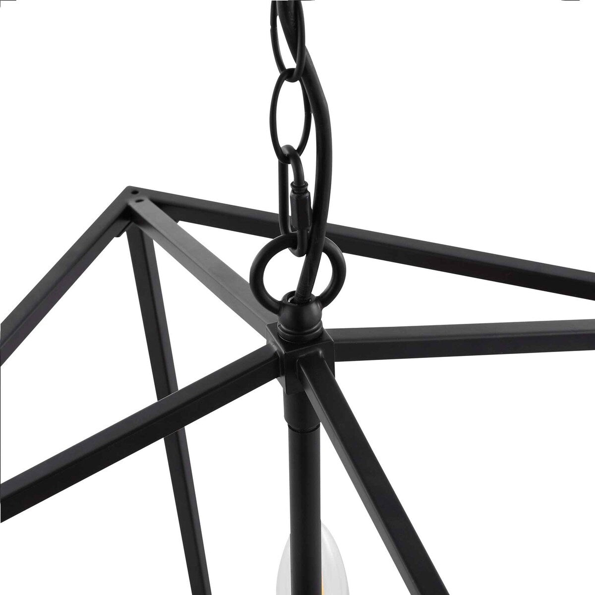 Black 4-light Iron Cage Chandelier Lantern Light Pendant