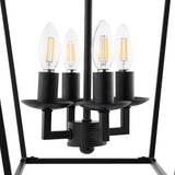 Black 4-light Iron Cage Chandelier Lantern Light Pendant