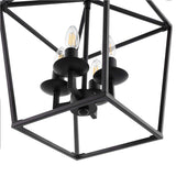 Black 4-light Iron Cage Chandelier Lantern Light Pendant
