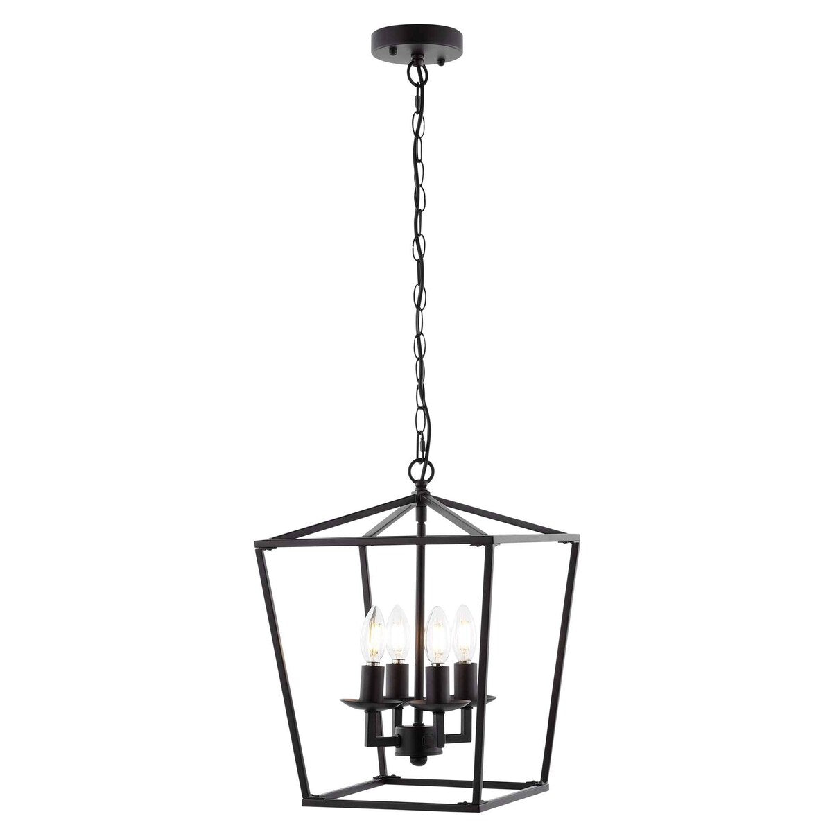 Black 4-light Iron Cage Chandelier Lantern Light Pendant