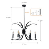 Farmhouse Black 6-Light Curved Line Candle Style Chandelier