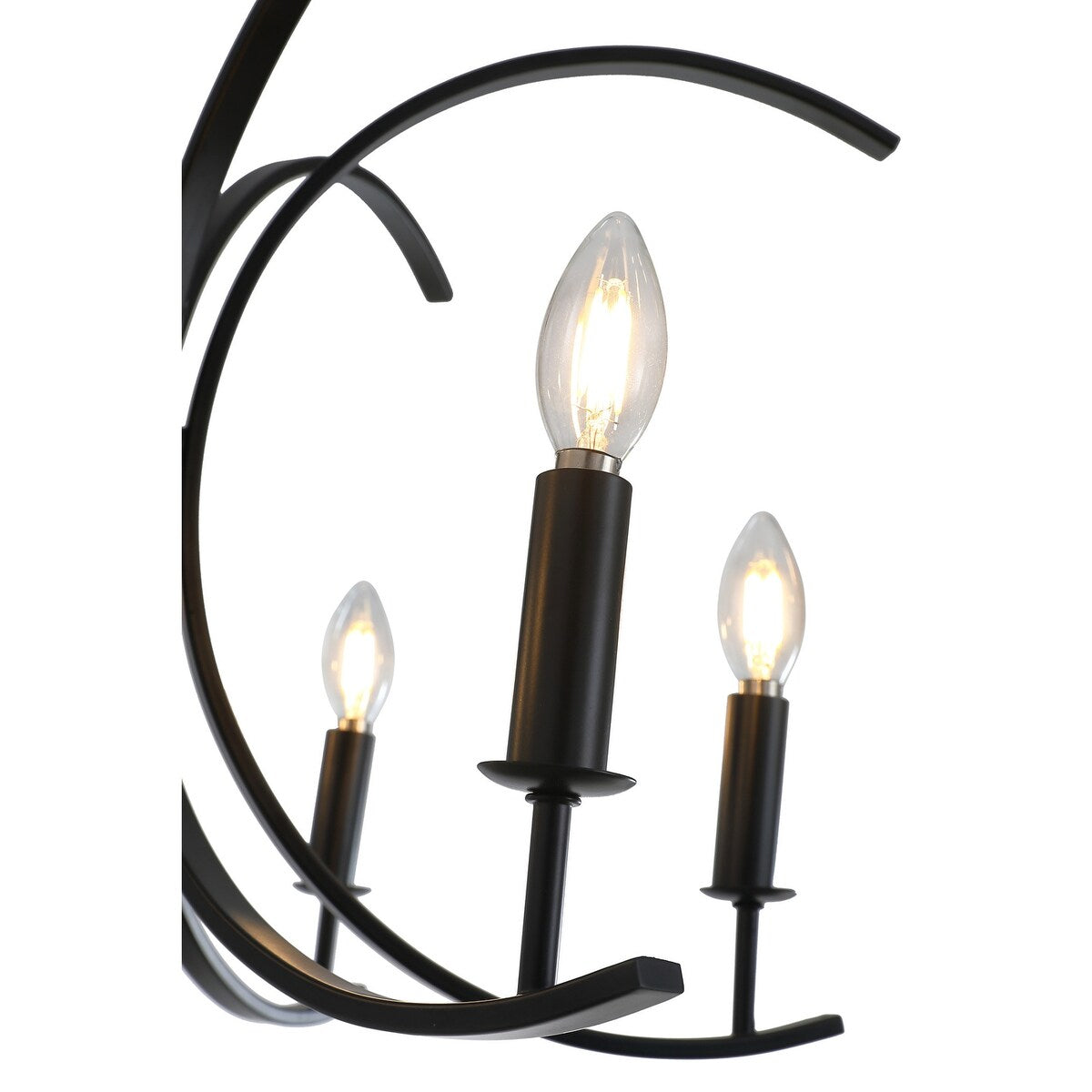 Farmhouse Black 6-Light Curved Line Candle Style Chandelier
