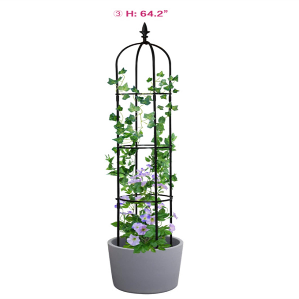 Black 6.2 FT Garden Obelisk Trellis Tall Tower Trellis Stand