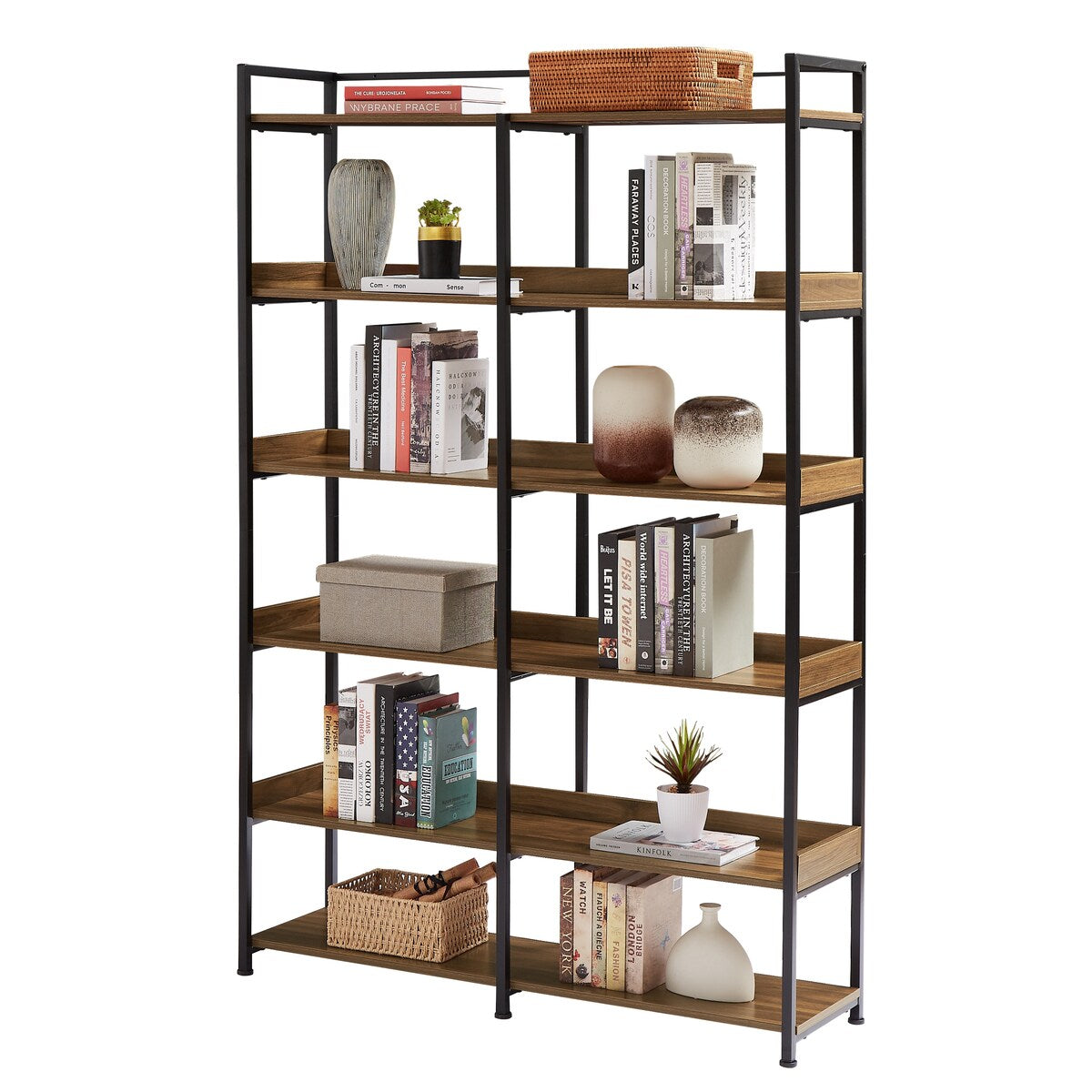 Black 70''H Tall Bookshelf 6-Tier Storage Open Shelves