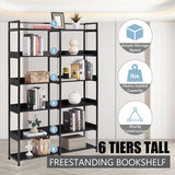 Black 70''H Tall Bookshelf 6-Tier Storage Open Shelves