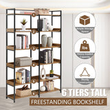 Black 70''H Tall Bookshelf 6-Tier Storage Open Shelves