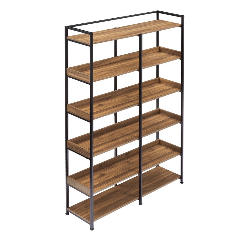 Black 70''H Tall Bookshelf 6-Tier Storage Open Shelves