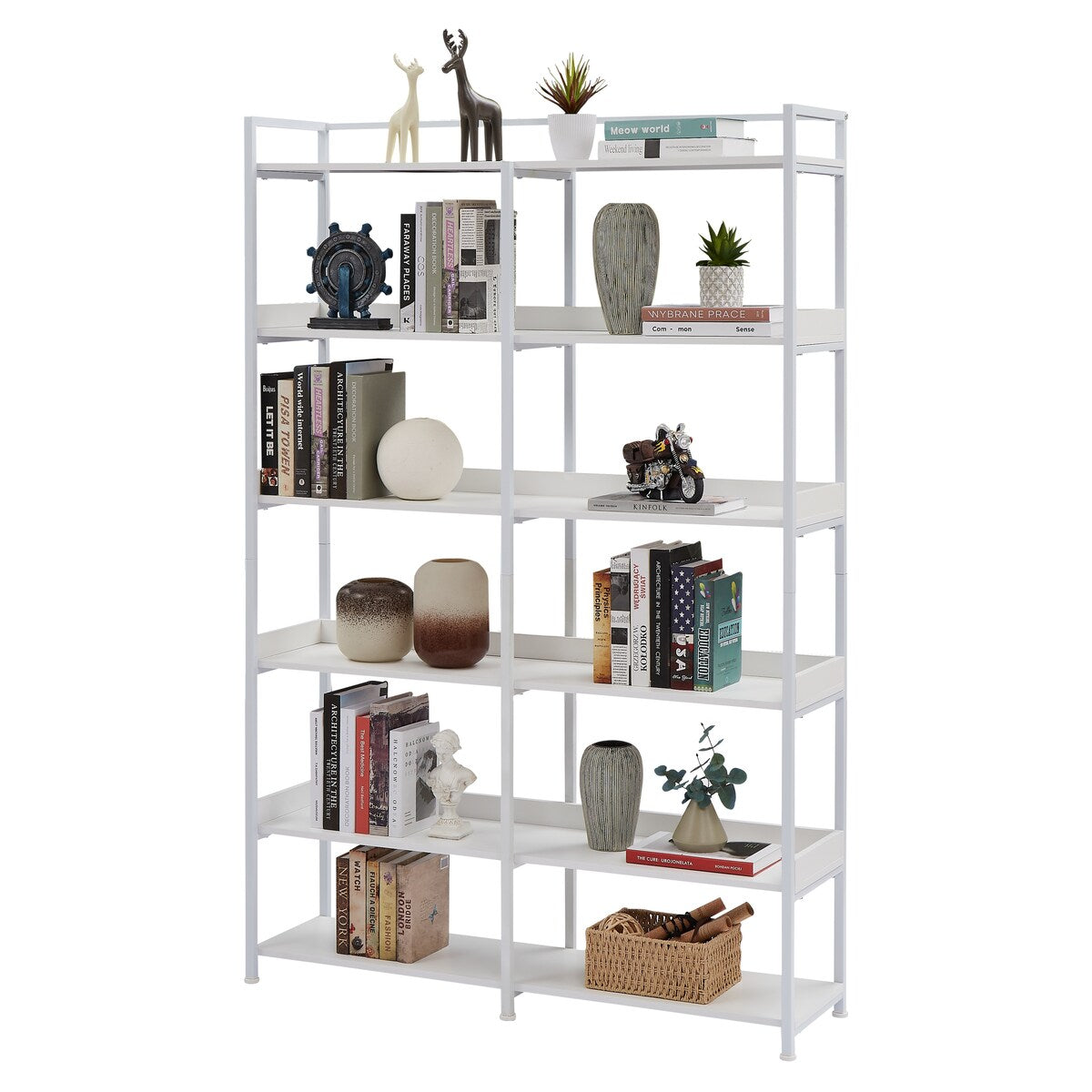 Black 70''H Tall Bookshelf 6-Tier Storage Open Shelves