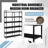 Black 70''H Tall Bookshelf 6-Tier Storage Open Shelves