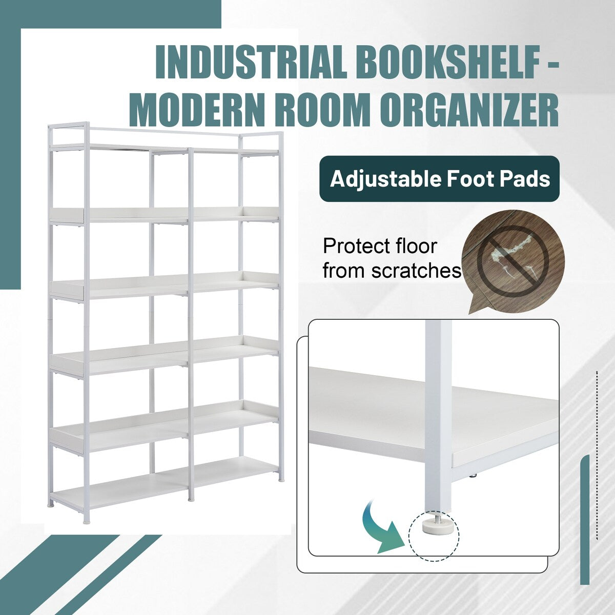 Black 70''H Tall Bookshelf 6-Tier Storage Open Shelves
