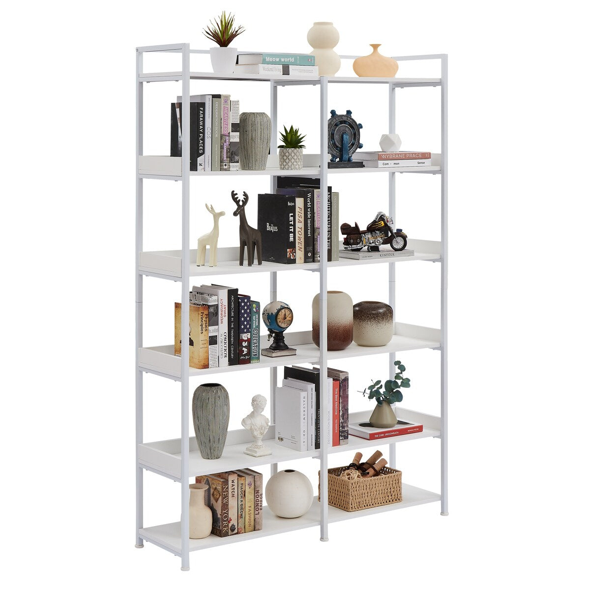 Black 70''H Tall Bookshelf 6-Tier Storage Open Shelves